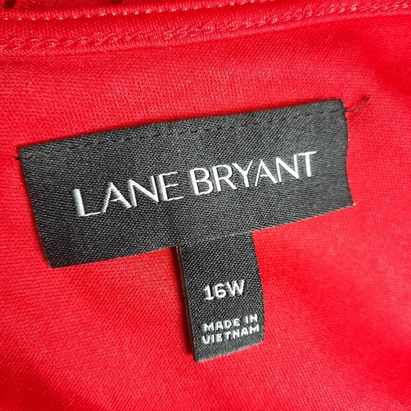 Lane Bryant Women's Lace Dress Bell Sleeve Red Plus Size 16W Zip Back Keyhole - Picture 7 of 9